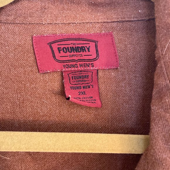 The Foundry Supply Co Button Down 2XLT Mens Big and Tall Tan Two Tone - Picture 2 of 3